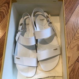 White Fendi Sandals